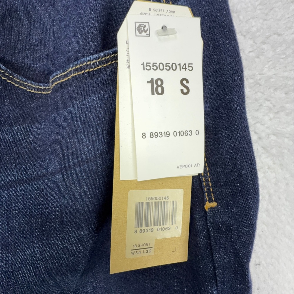 Levis 505 Straight Leg Jeans Womens 18S Dark Wash Mid Rise Blue Denim 15505-0145 - Picture 10 of 11
